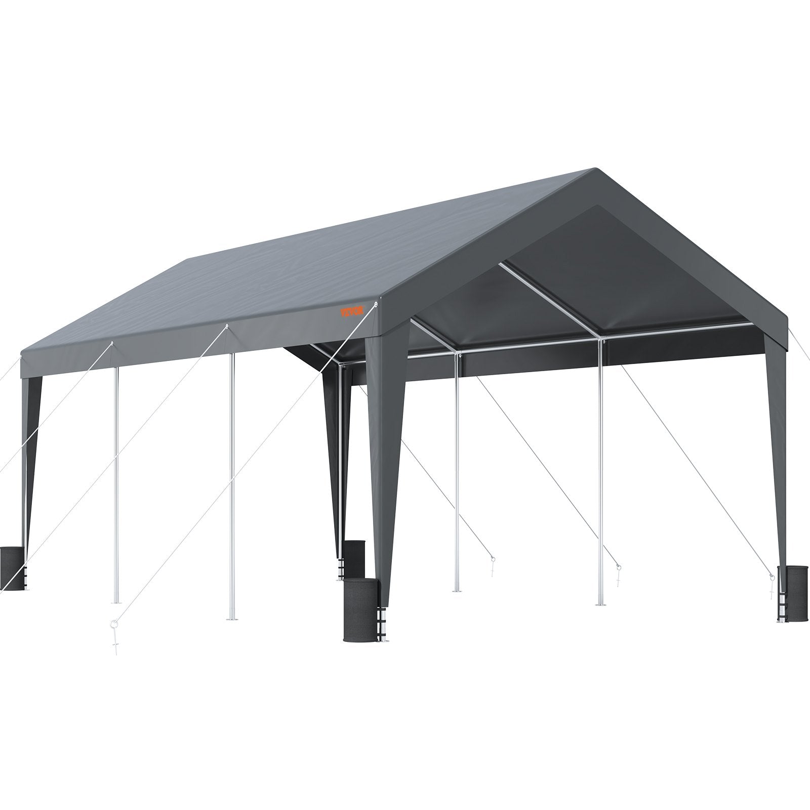 VEVOR Carport, Heavy Duty 10 x 20ft Car Canopy, Outdoor Garage Shelter with 8 Reinforced Poles and 4 Weighted Bags, UV Resistant Waterproof Instant Car Garage Tent for Party Garden Boat, Darkgray 