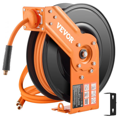 VEVOR Retractable Air Hose Reel 3/8 IN x 50FT Rubber Air Hose Reel Max 300 PSI 