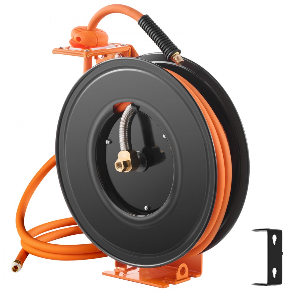 VEVOR Retractable Air Hose Reel 3/8 IN x 50FT Rubber Air Hose Reel Max 300 PSI 