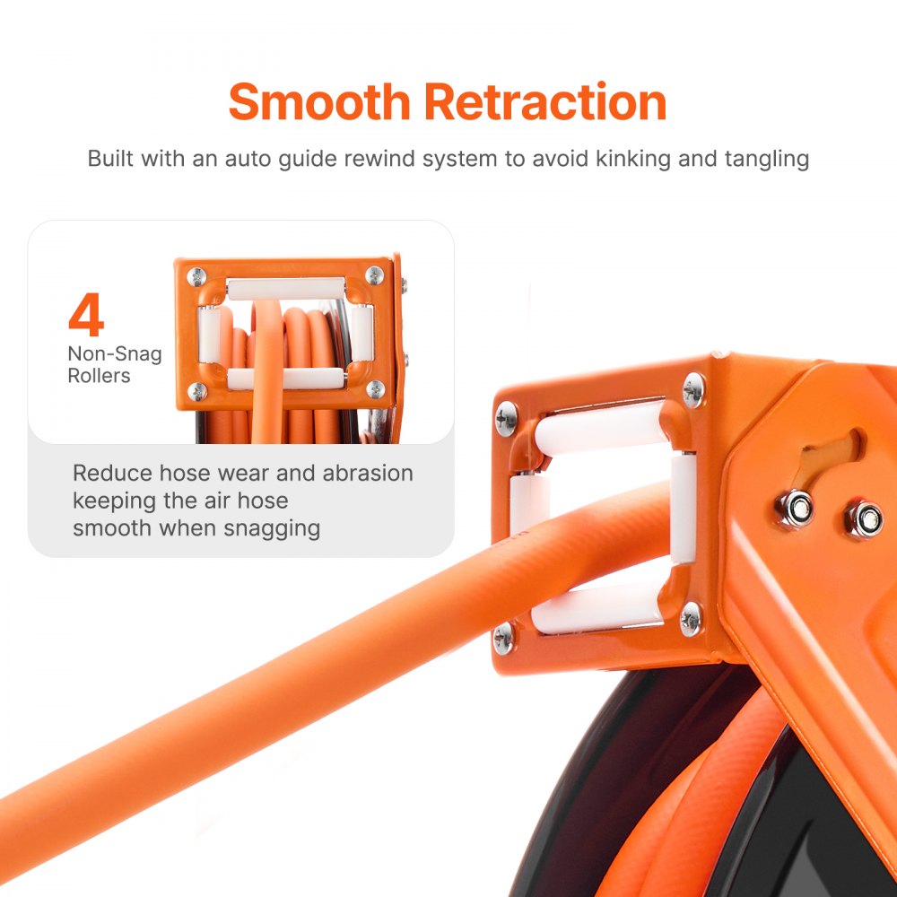 VEVOR Retractable Air Hose Reel 1/2 IN x 50 FT Hybrid Air Hose Reel Max 300 PSI 