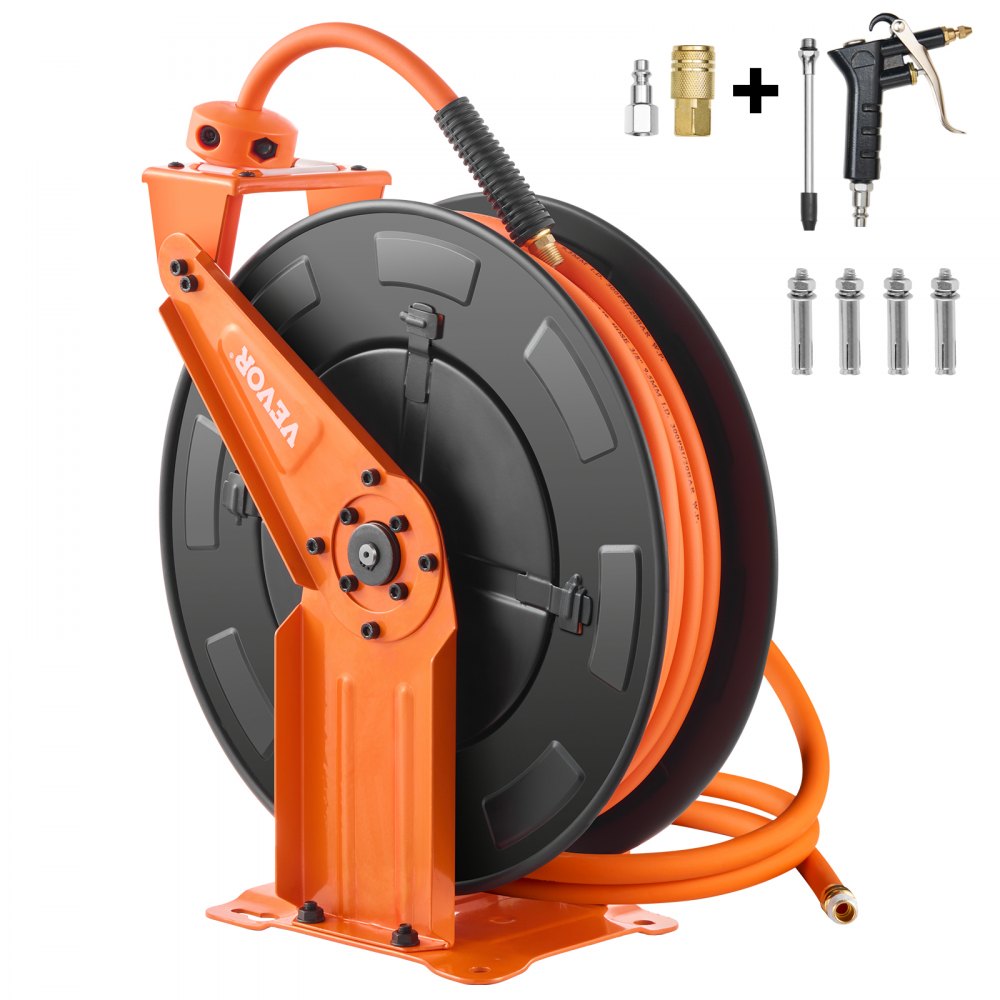 VEVOR Retractable Air Hose Reel 3/8IN x 65FT Hybrid Air Hose with Double Arms 