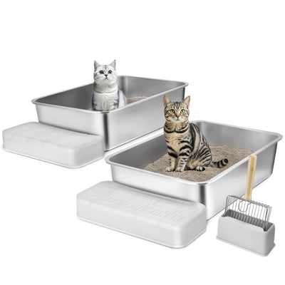 VEVOR 6 in Deep Cat Litter Box Odor-Free Litter Box with Filtering Foot Board 