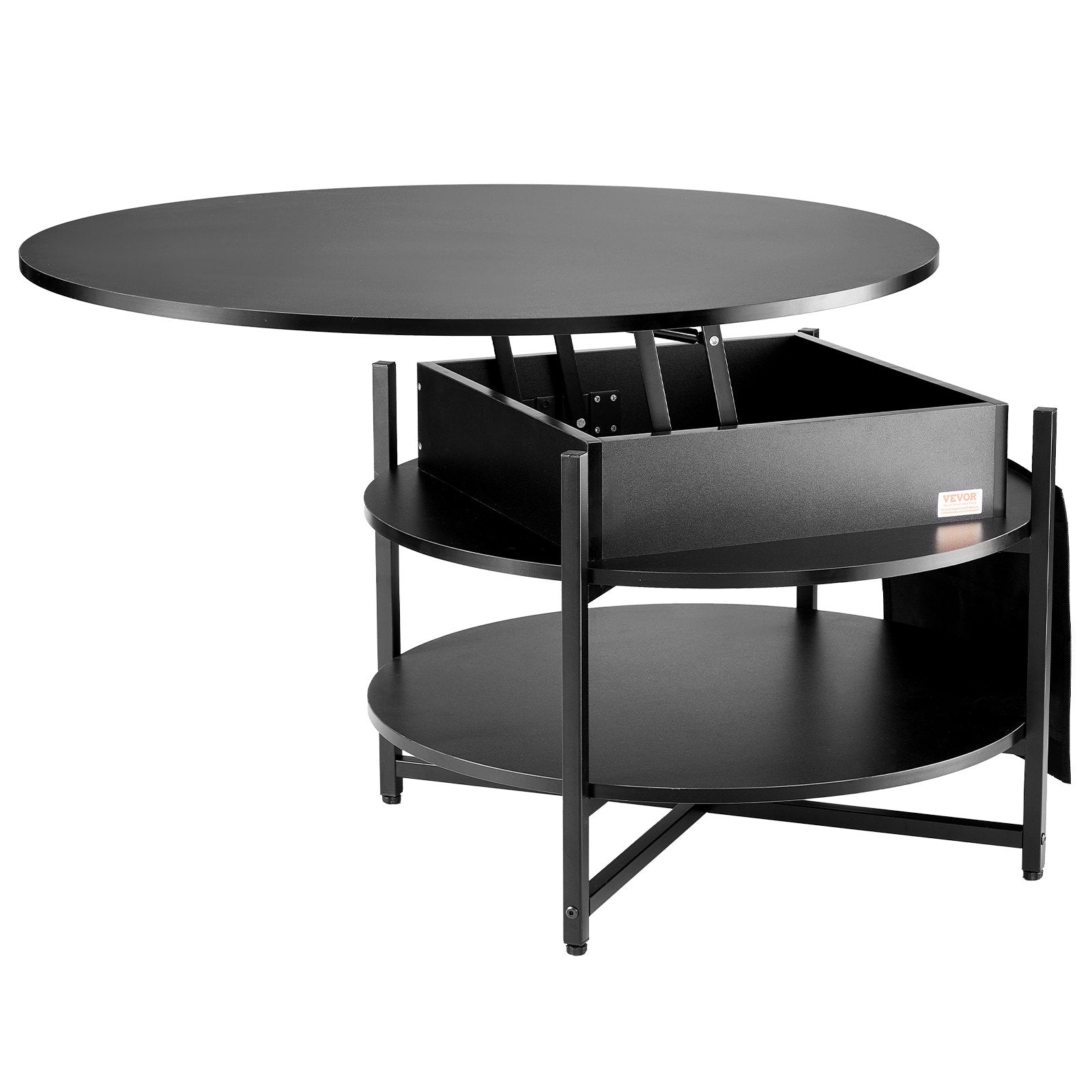 VEVOR Lift Top Coffee Table 35.3" Round Coffee Table for Living Room Black 