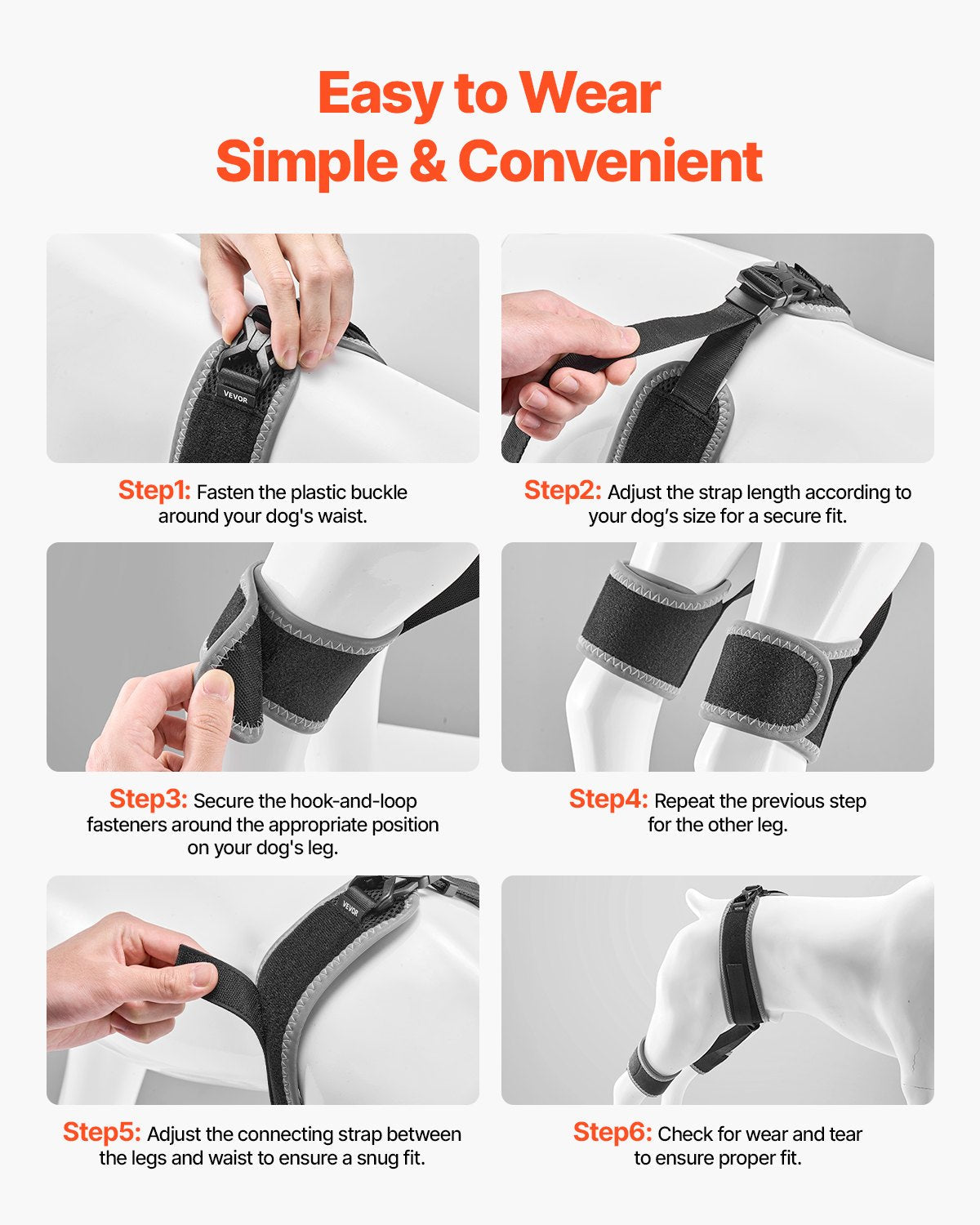 VEVOR Dog Hip Support Brace Pet Hip Dysplasia Brace Harness Joint Pain Relief 