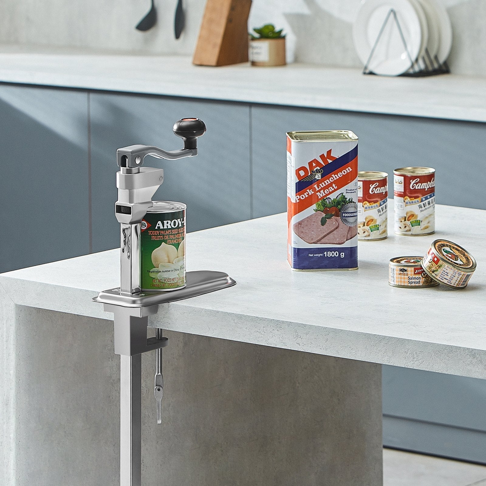 VEVOR Manual Can Opener, Commercial Table Clamp Opener for Large Cans, Heavy Duty Can Opener with Base, Adjustable Height Industrial Jar Opener For Cans Up to 15.7" Tall, for Restaurant Hotel Home Bar 