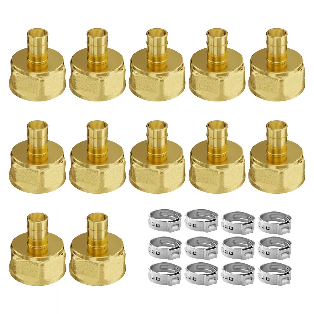 VEVOR Pipe Fittings 3/4" 12PCS Brass Clamp-style 3/4 NPT for Air System 