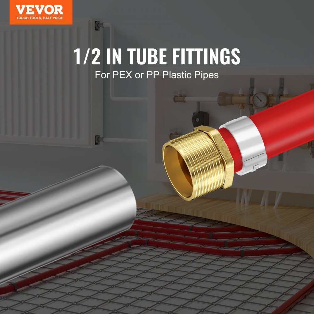 VEVOR Pipe Fittings 1/2" 25PCS Brass Clamp-style 1/2 NPT External Thread for Air 
