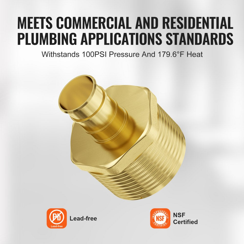 VEVOR Pipe Fittings 1/2" 25PCS Brass Clamp-style 1/2 NPT External Thread for Air 
