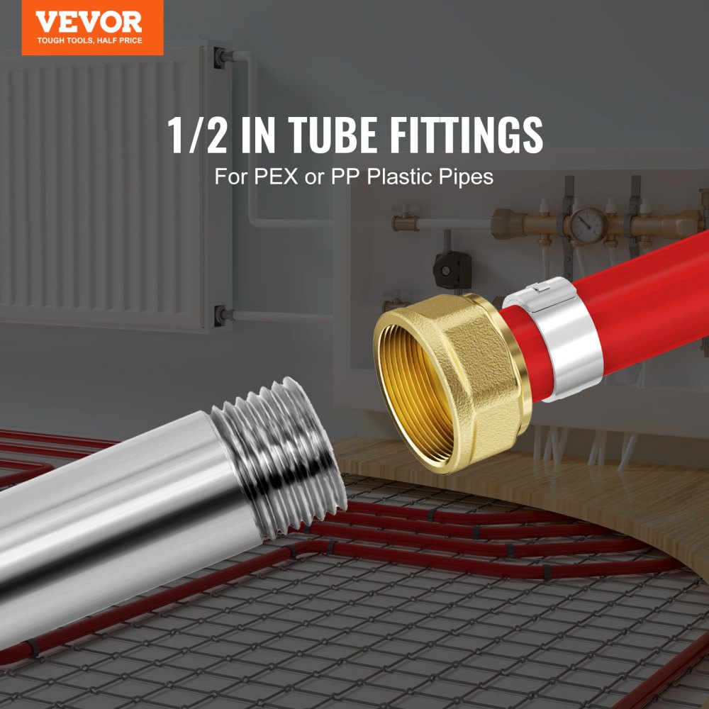 VEVOR Pipe Fittings 1/2" 20PCS Brass Clamp-style 1/2 NPT Internal Thread for Air 
