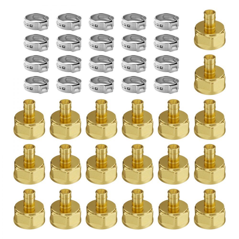 VEVOR Pipe Fittings 1/2" 20PCS Brass Clamp-style 1/2 NPT Internal Thread for Air 