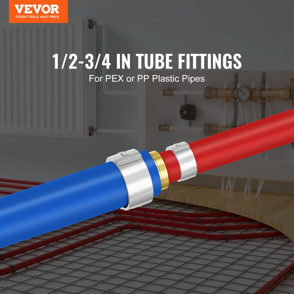 VEVOR Pipe Fittings 1/2"-3/4" 50PCS Brass Clamp-style 1/2 NPT Internal Thread 