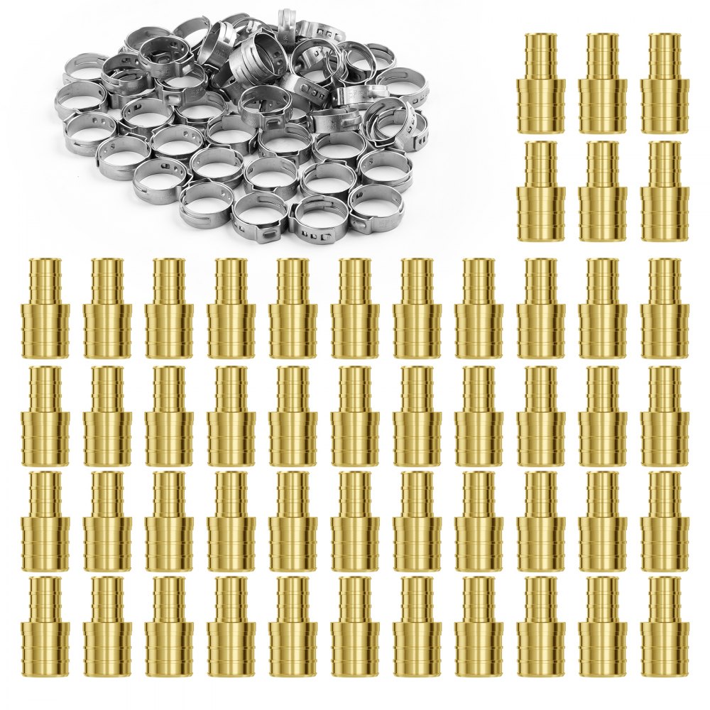 VEVOR Pipe Fittings 1/2"-3/4" 50PCS Brass Clamp-style 1/2 NPT Internal Thread 
