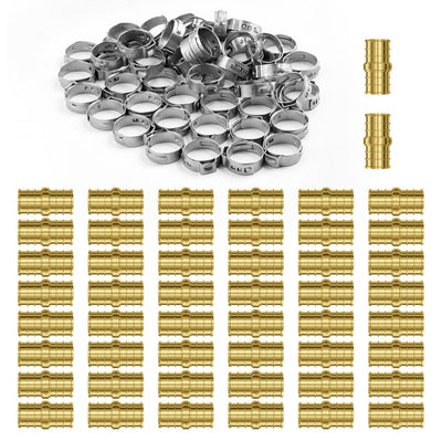 VEVOR Pipe Fittings 1/2" 50PCS Brass Clamp-style Straight-Through for Air System 