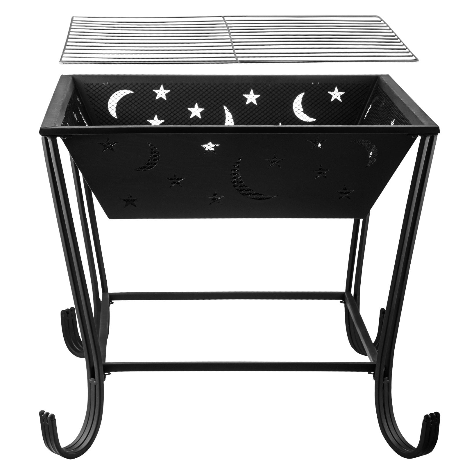 VEVOR BBQ Grill Fire Bowl, 24"x24" Wood Burning Pit, Solid Steel Wood Fire Pits, Wood Fire Pits Outdoor w/ Spark Screen Cover, Fire Pits for Outside w/ Stainless Steel Baking Net for Baking & Warming 