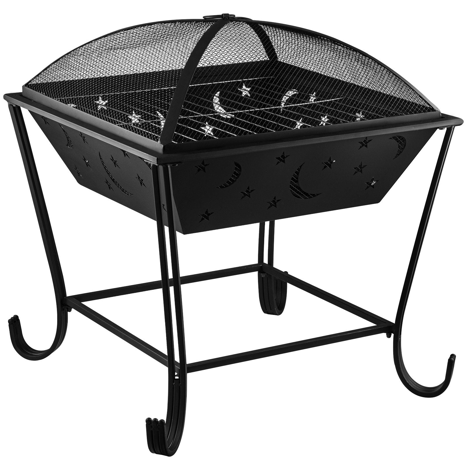 VEVOR BBQ Grill Fire Bowl, 24"x24" Wood Burning Pit, Solid Steel Wood Fire Pits, Wood Fire Pits Outdoor w/ Spark Screen Cover, Fire Pits for Outside w/ Stainless Steel Baking Net for Baking & Warming 