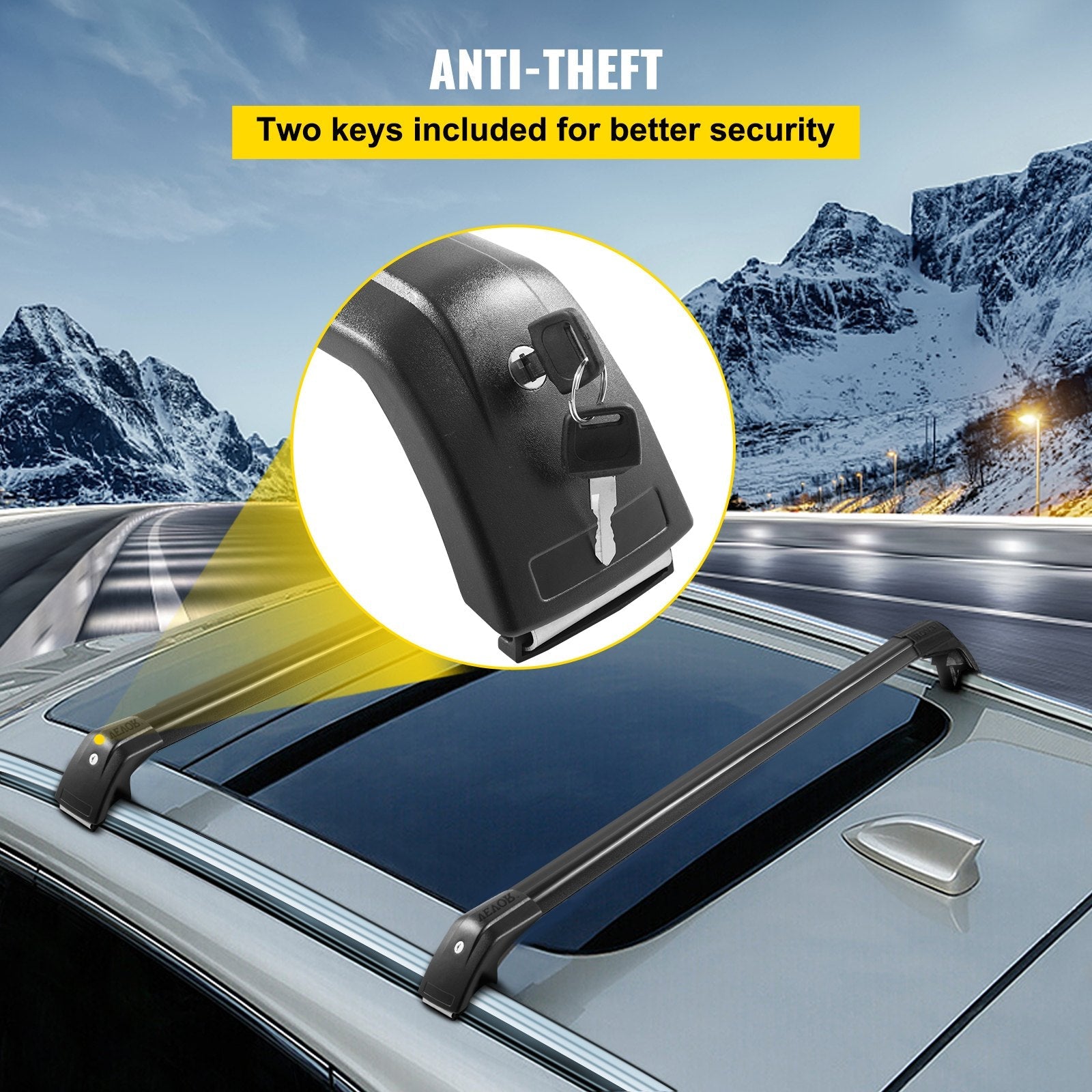 VEVOR Black Roof Rack Compatible with Kia Sorento 2015-2021 Cross Bars Baggage Locking Roof Rail Crossbars Luggage Cargo Ladder Bike Load Roof Cross Bars 2015 2016 2017 2018 2019 2020 2021 