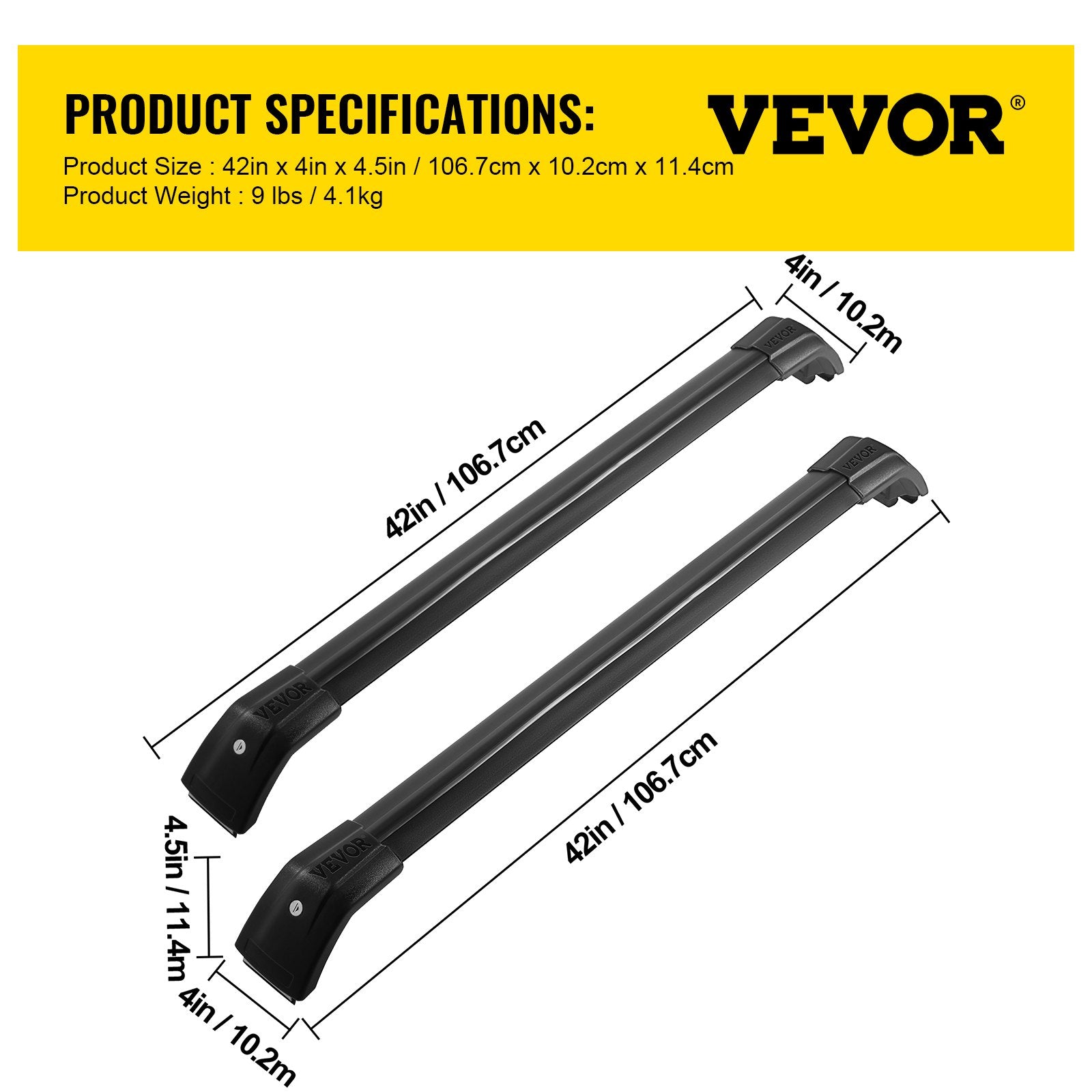VEVOR Black Roof Rack Compatible with Kia Sorento 2015-2021 Cross Bars Baggage Locking Roof Rail Crossbars Luggage Cargo Ladder Bike Load Roof Cross Bars 2015 2016 2017 2018 2019 2020 2021 