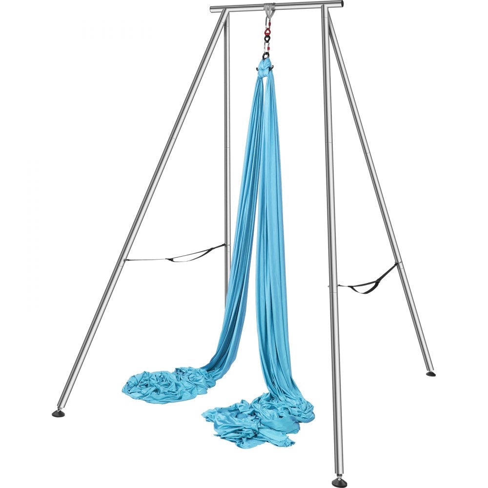 VEVOR Aerial Yoga Frame & Yoga Hammock, 9.67 ft Height Professional Yoga Swing Stand Comes with 13.1 Yards Aerial Hammock, Max 551.15 lbs Load Capacity Yoga Rig for Indoor Outdoor Aerial Yoga, Blue 