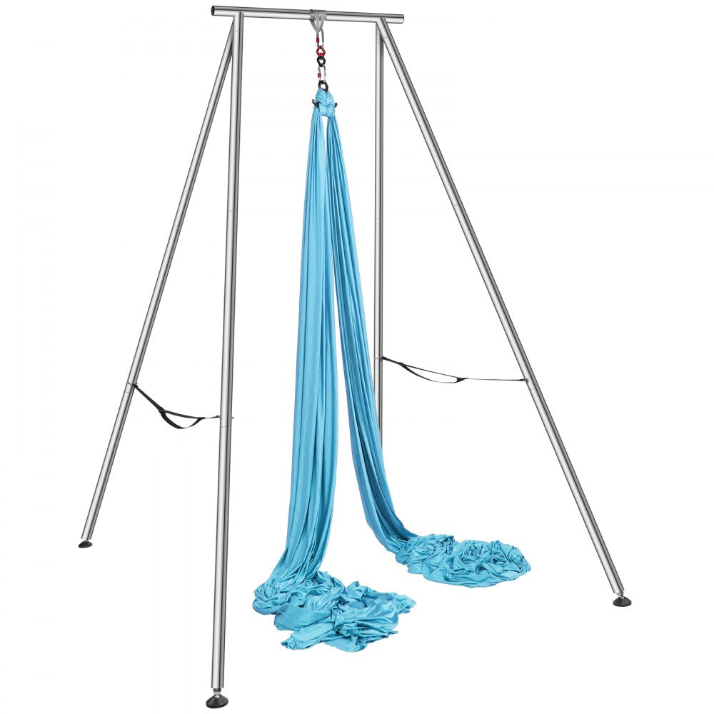 VEVOR Aerial Yoga Frame & Yoga Hammock, 9.67 ft Height Professional Yoga Swing Stand Comes with 13.1 Yards Aerial Hammock, Max 551.15 lbs Load Capacity Yoga Rig for Indoor Outdoor Aerial Yoga, Blue 