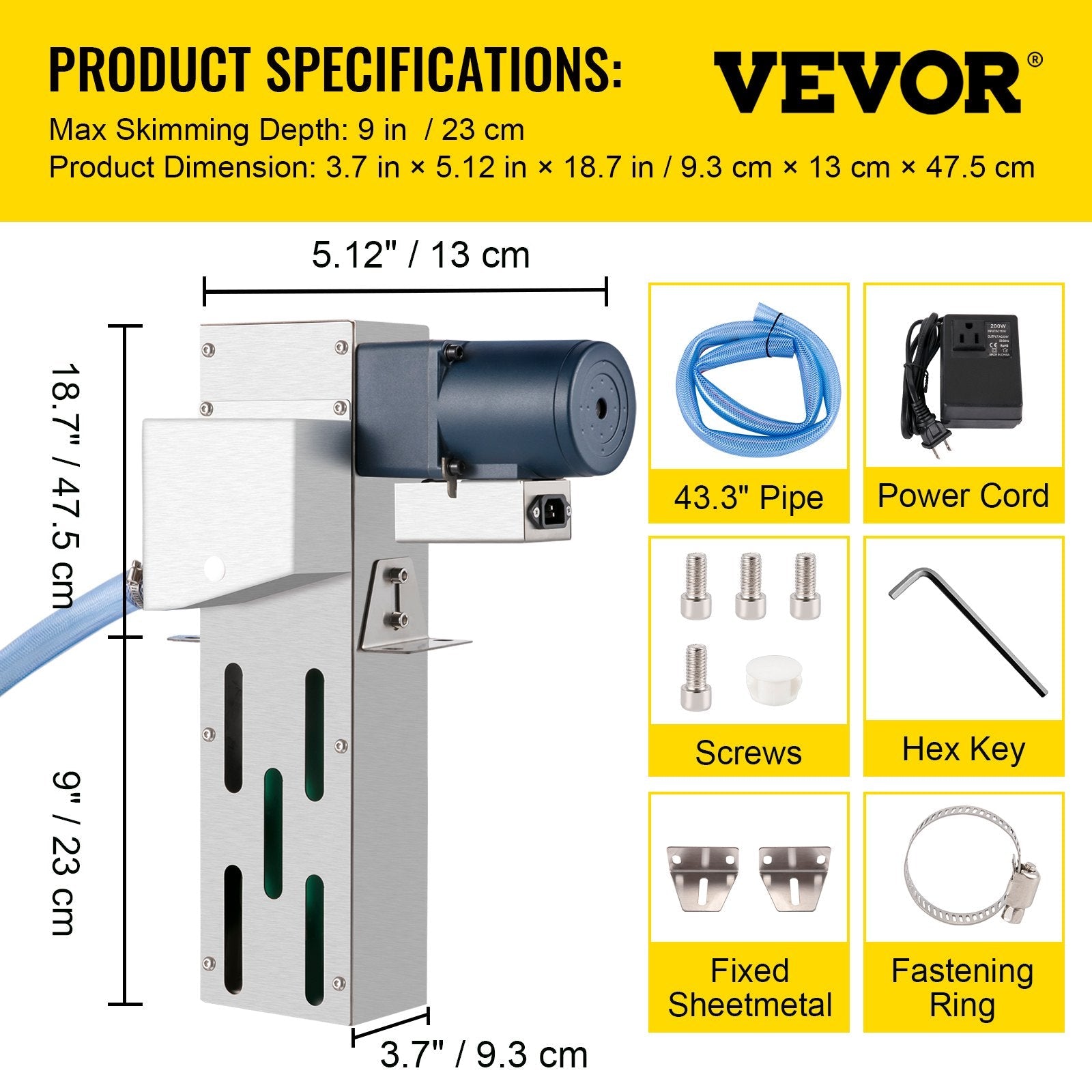VEVOR Belt Oil Skimmer 9" Tramp Oil Skimmer Oil Skimmer CNC with 2.8" Polyurethane Belt Oil Skimmer Belt 40w Motor Oil Skimmer Carbon Steel Coolant Oil Skimmer w/ Pipe & Clamp for Removing Tramp Oil 