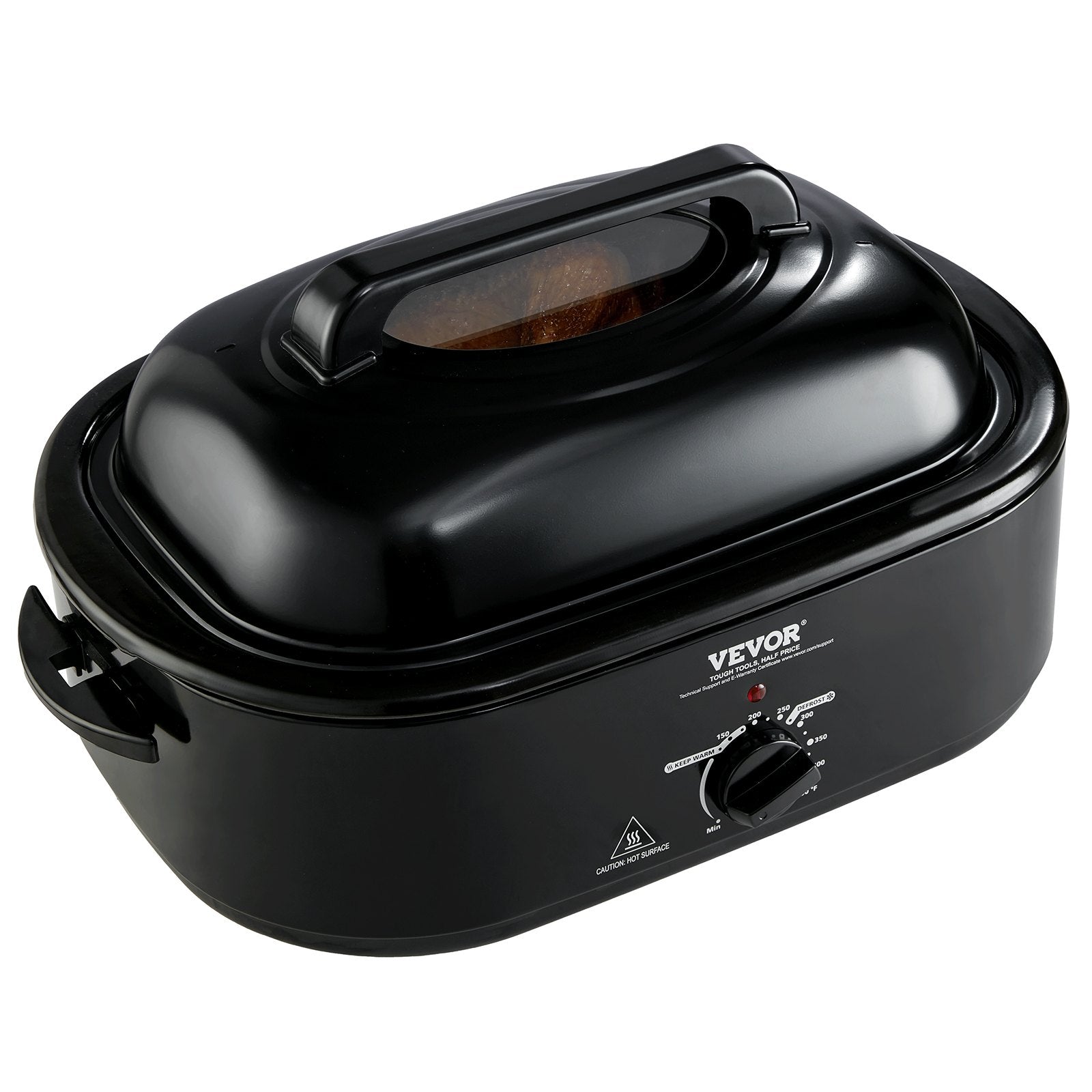 VEVOR Electric Roaster Oven, 20 QT Turkey Roaster Oven with Self-Basting Lid, 1450W Roaster Oven with Defrost & Warm Function, Adjustable Temperature, Removable Pan & Rack, Fits Turkeys Up to 24LBS 