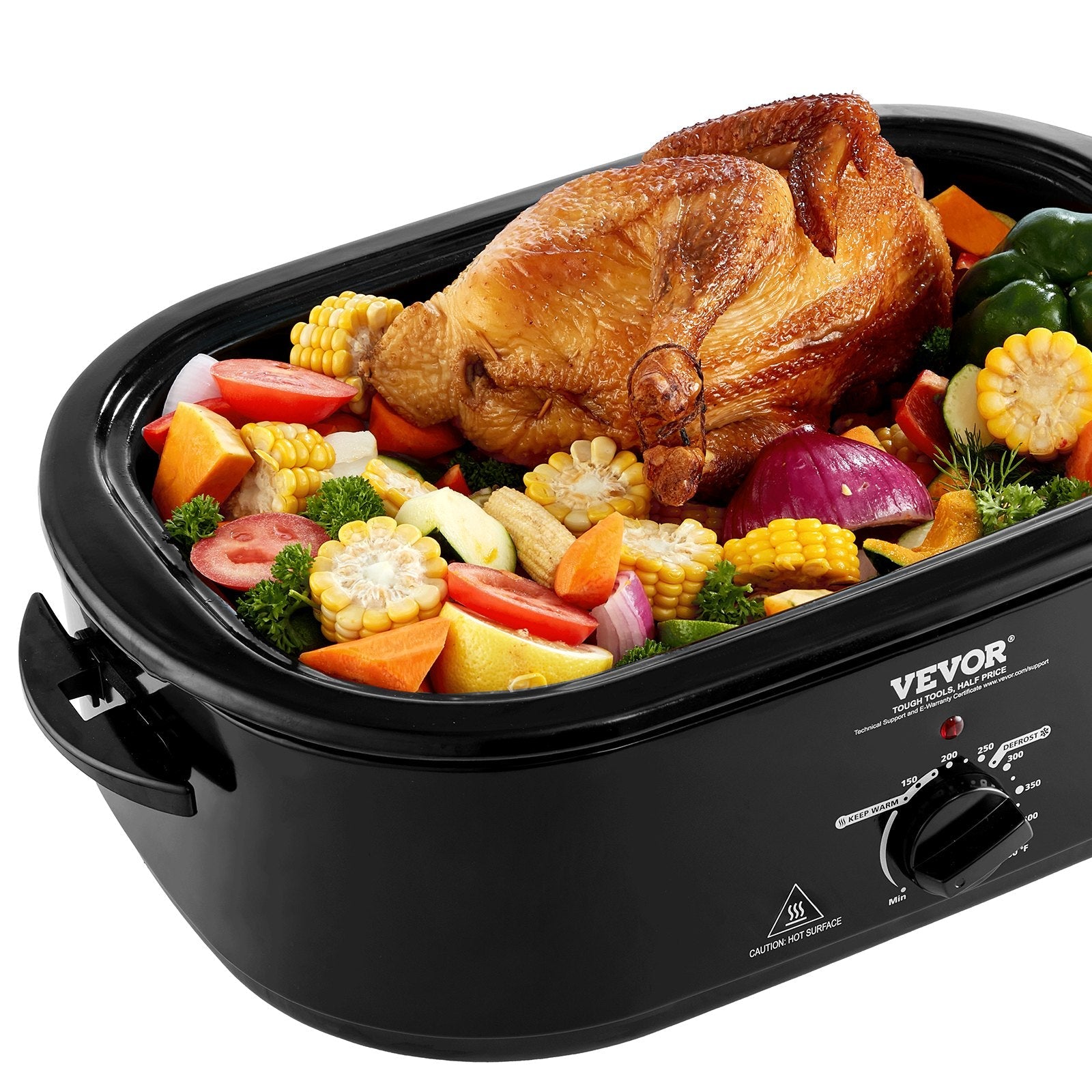 VEVOR Electric Roaster Oven, 20 QT Turkey Roaster Oven with Self-Basting Lid, 1450W Roaster Oven with Defrost & Warm Function, Adjustable Temperature, Removable Pan & Rack, Fits Turkeys Up to 24LBS 