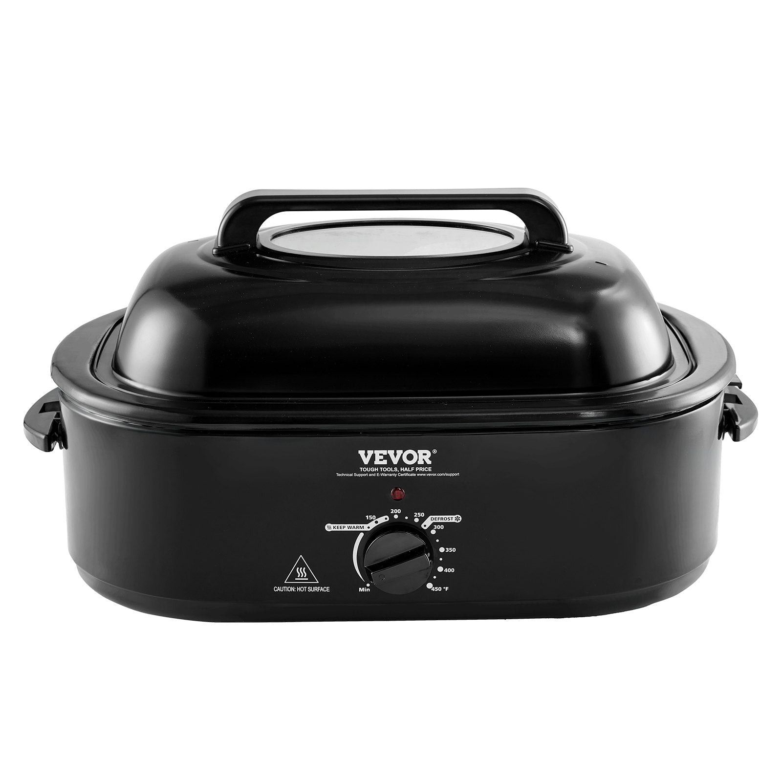 VEVOR Electric Roaster Oven, 20 QT Turkey Roaster Oven with Self-Basting Lid, 1450W Roaster Oven with Defrost & Warm Function, Adjustable Temperature, Removable Pan & Rack, Fits Turkeys Up to 24LBS 