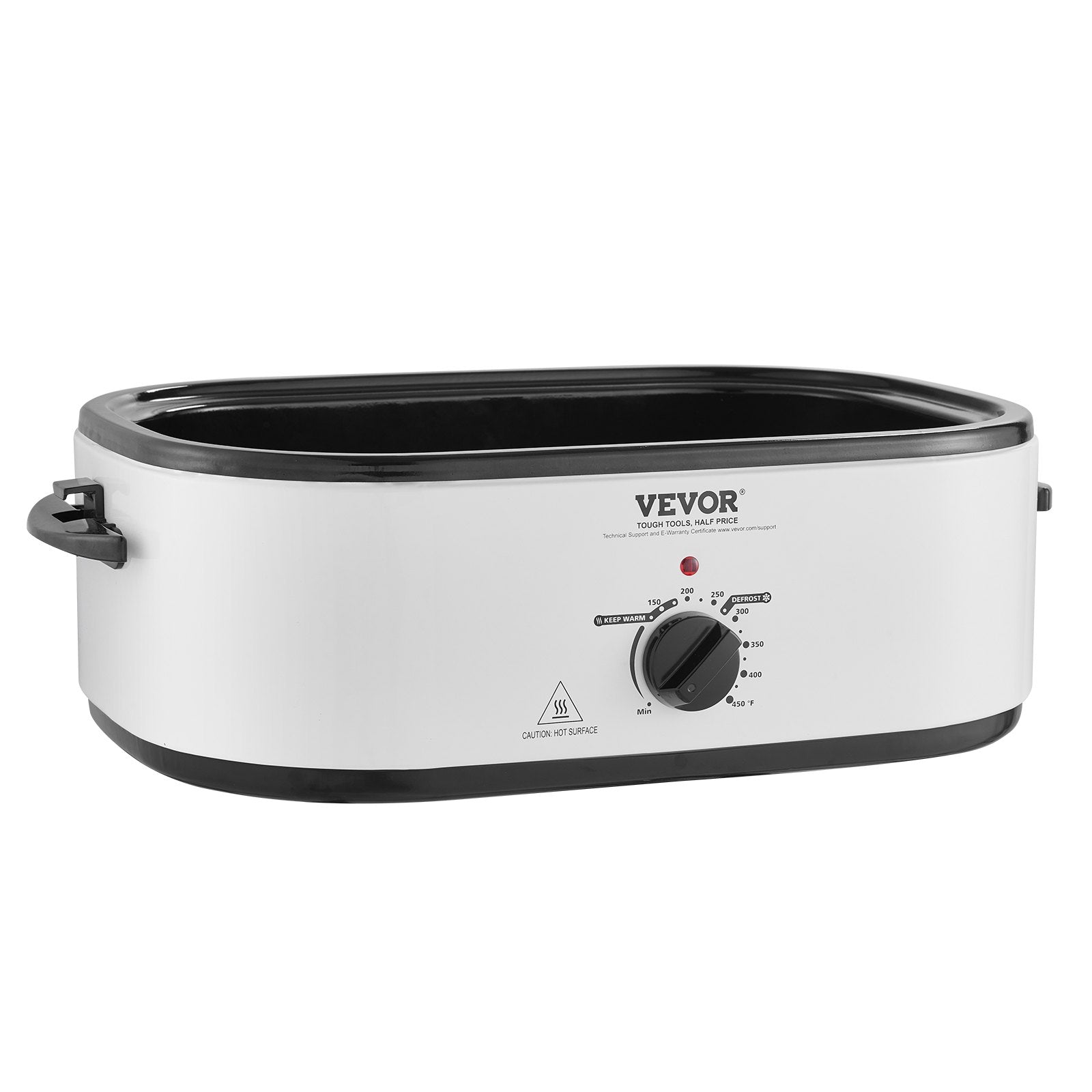 VEVOR Electric Roaster Oven, 22 QT Turkey Roaster Oven with Self-Basting Lid, 1450W Roaster Oven with Defrost & Warm Function, Adjustable Temp, Removable Pan & Rack, Fits Turkeys Up to 26LBS, White 