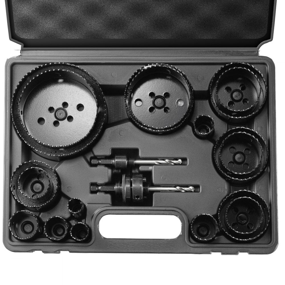VEVOR Hole Saw Kit, 18 PCS Saw Blades, 6 Drill Bits, 1 Hex Wrench, General Purpose Size from 3/4" to 4-1/2", Bi Metal M42 Hole Saw Set with Carrying Case, Ideal for Wood Board, Plastic and Iron Plate 