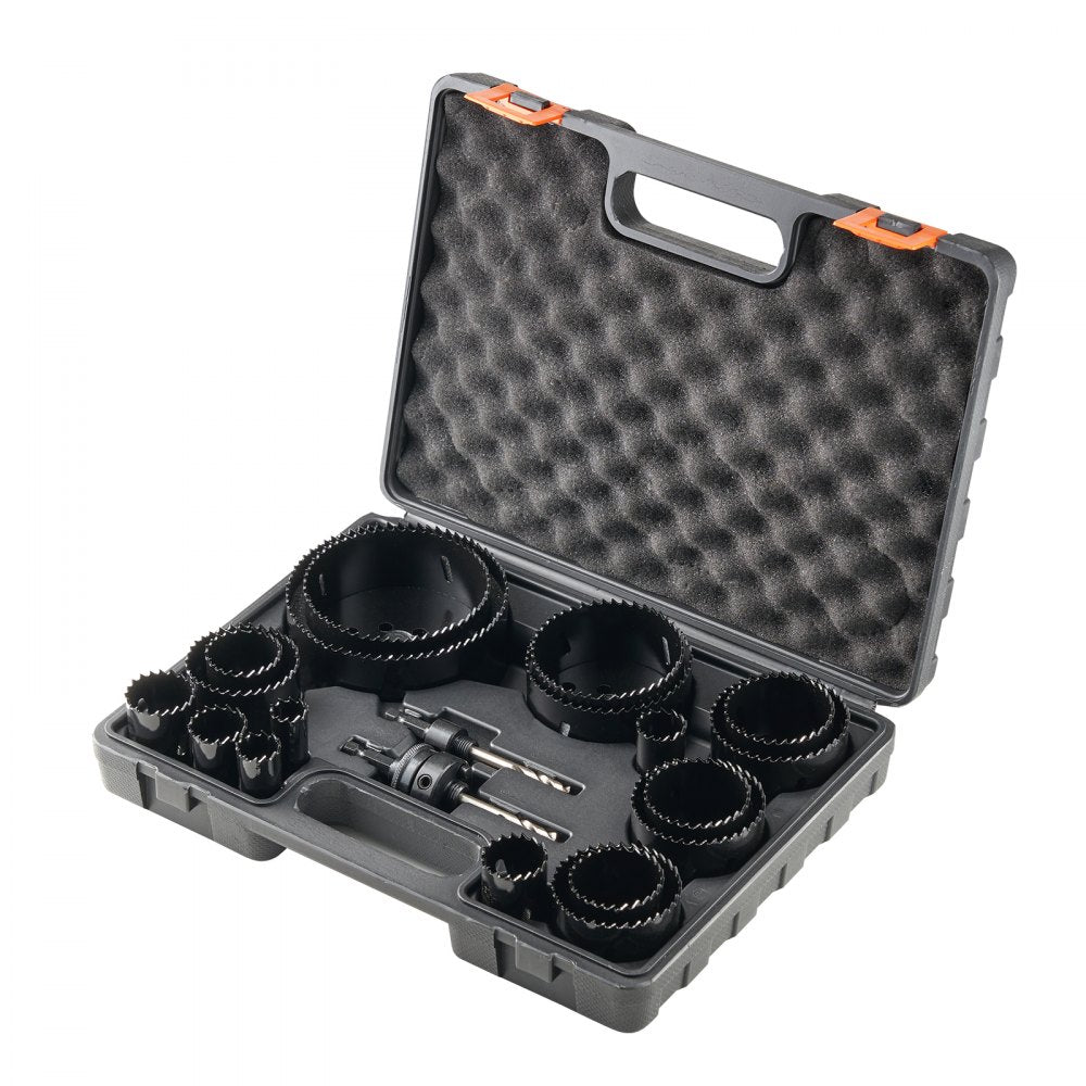 VEVOR Hole Saw Kit, 18 PCS Saw Blades, 6 Drill Bits, 1 Hex Wrench, General Purpose Size from 3/4" to 4-1/2", Bi Metal M42 Hole Saw Set with Carrying Case, Ideal for Wood Board, Plastic and Iron Plate 