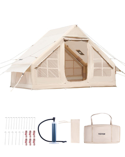VEVOR Inflatable Tent for Camping 3-5 Person Glamping Tent with Pump Easy Set up 