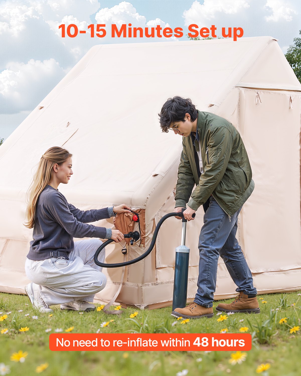 VEVOR Inflatable Tent for Camping 3-5 Person Glamping Tent with Pump Canopy 