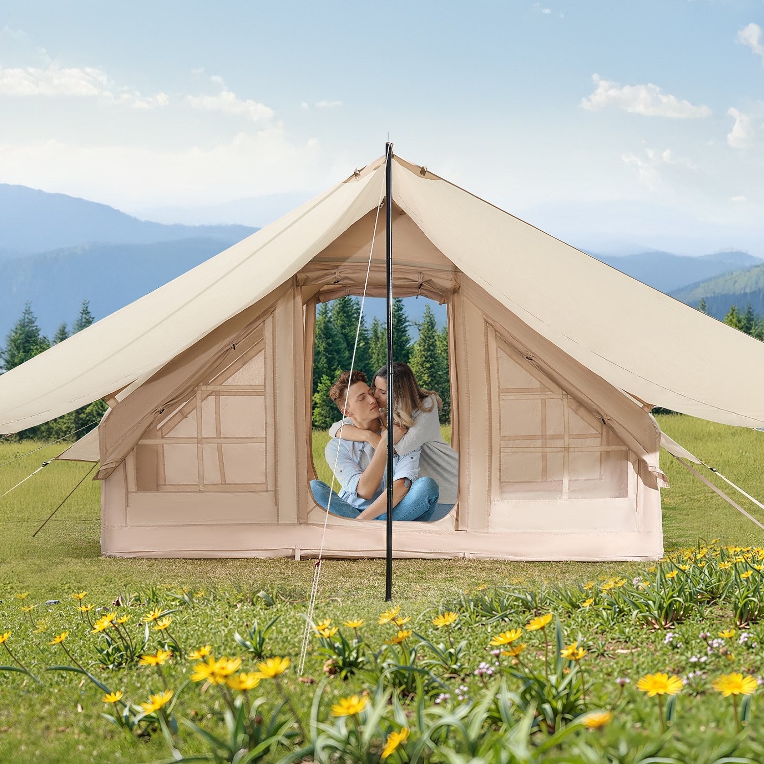 VEVOR Inflatable Tent for Camping 3-5 Person Glamping Tent with Pump Canopy 