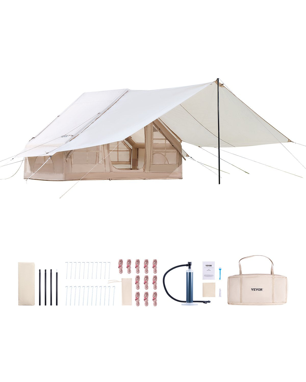 VEVOR Inflatable Tent for Camping 3-5 Person Glamping Tent with Pump Canopy 