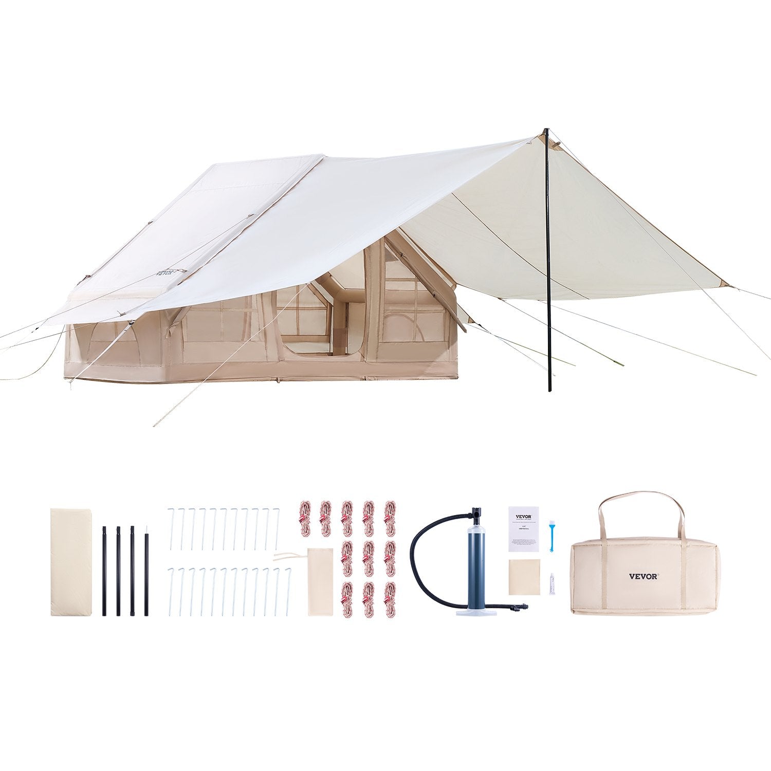 VEVOR Inflatable Tent for Camping 3-5 Person Glamping Tent with Pump Canopy 