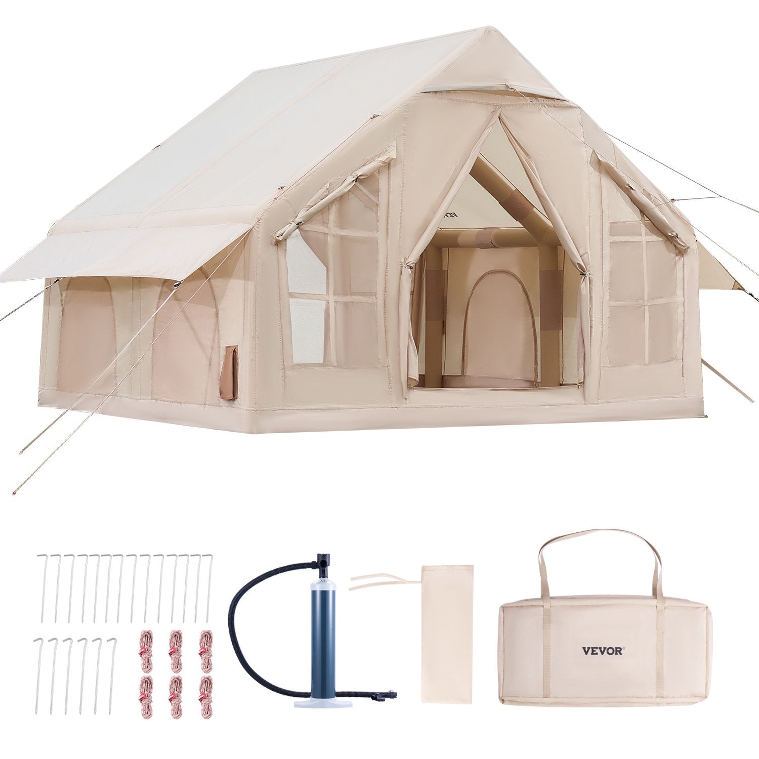 VEVOR Inflatable Tent for Camping 4-6 Person Glamping Tent with Pump Easy Set up 