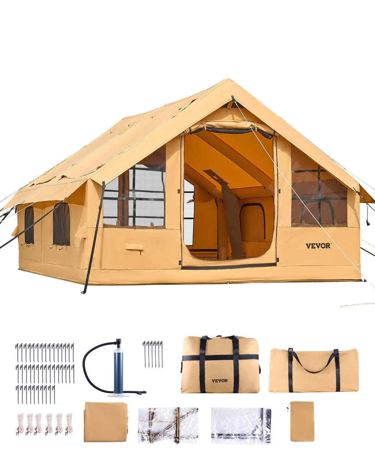 VEVOR Inflatable Tent for Camping 5-8 Person Glamping Tent with Pump Easy Set up