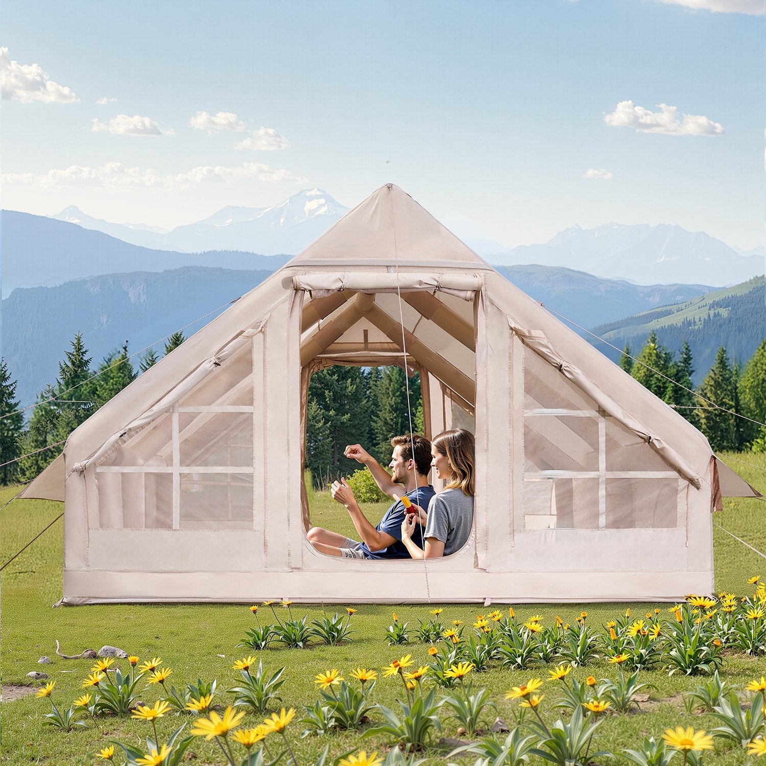 VEVOR Inflatable Tent for Camping 5-8 Person Glamping Tent with Pump Easy Set up 