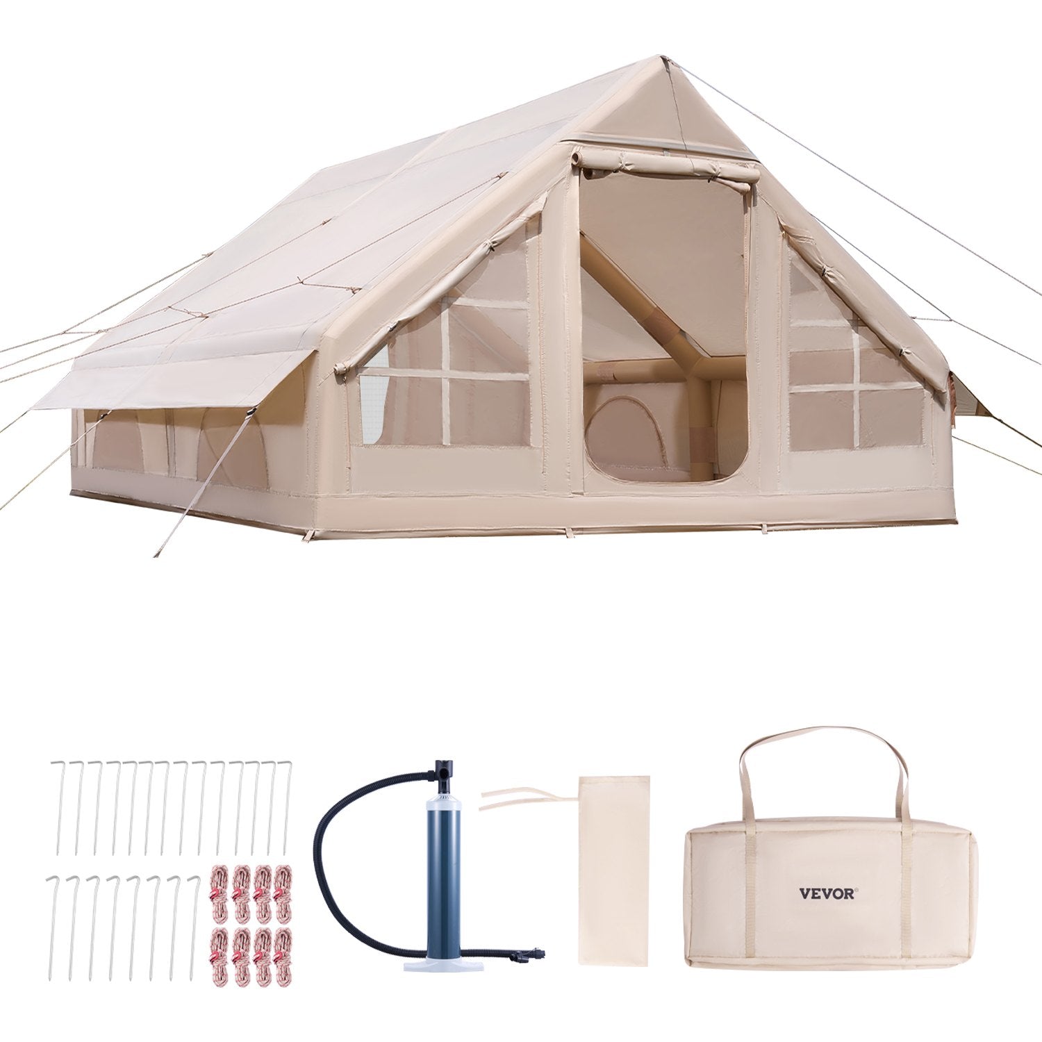 VEVOR Inflatable Tent for Camping 5-8 Person Glamping Tent with Pump Easy Set up 