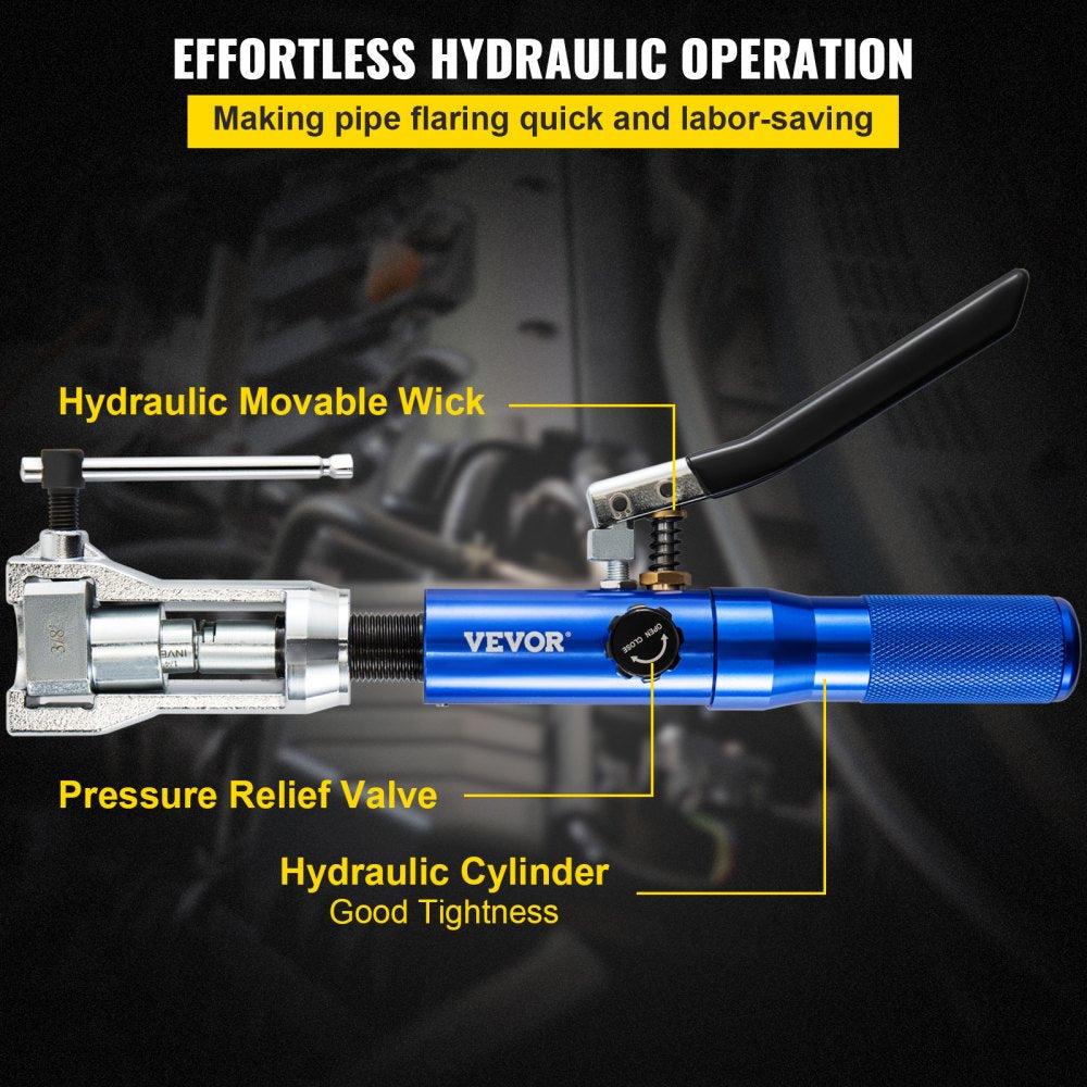 VEVOR Hydraulic Flaring Tool Kit, 45° Double Flaring Tool, Brake Repair Brake Flaring Tools for 3/16"-1/2", Brake Flare Tool with Tube Cutter and Deburrer, 32 PCS Tube Flaring Tools for Copper Lines 