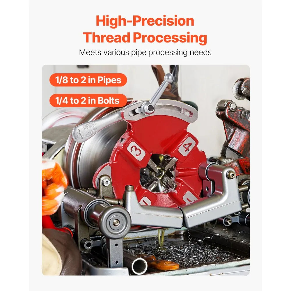 VEVOR Quick Opening Die Head 1/8" to 2" Pipe 1/4" to 2" Bolt Right-Handed Oiling