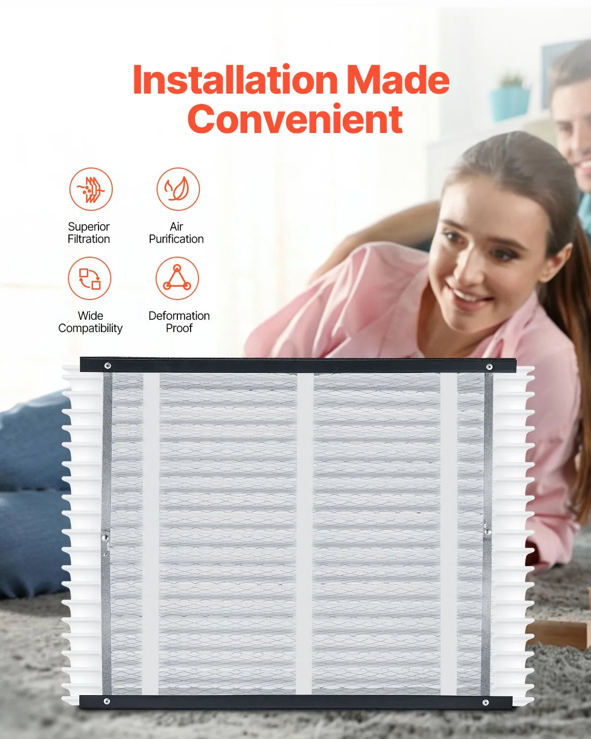 VEVOR Air Filters MERV 11 Electrostatic Pleated Furnace Filter 4-Pack 20x25x4