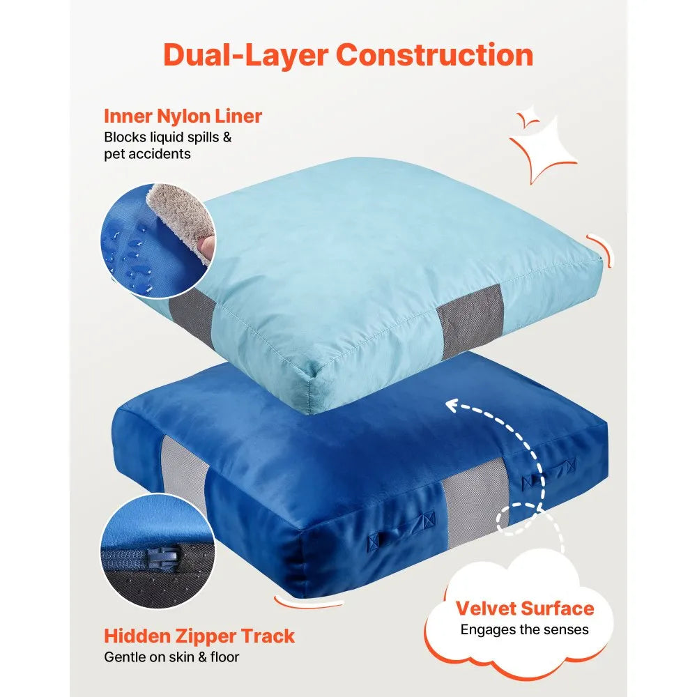 VEVOR Kids Sensory Crash Pad – 5 × 5 ft Foam Landing Mat with Washable Cover, Blue