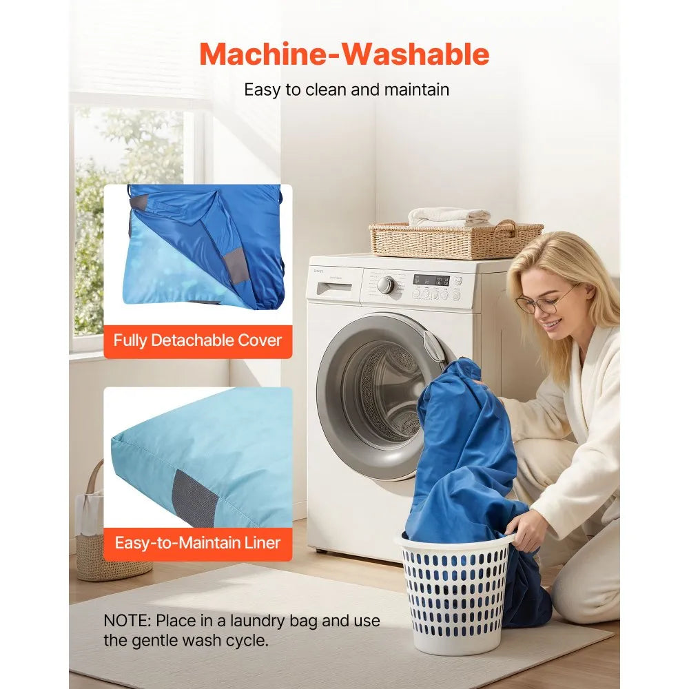 VEVOR Kids Sensory Crash Pad – 5 × 5 ft Foam Landing Mat with Washable Cover, Blue