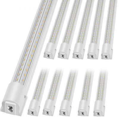 VEVOR 10 Pack LED Shop Light, 8 FT, 80W Linkable Shop Light Fixture, 10000 LM Ceiling Lights 59 in Power Cords with ON/OFF Switch 48 in Connector Cables, for Garage Warehouse Home Workkshop and Office 