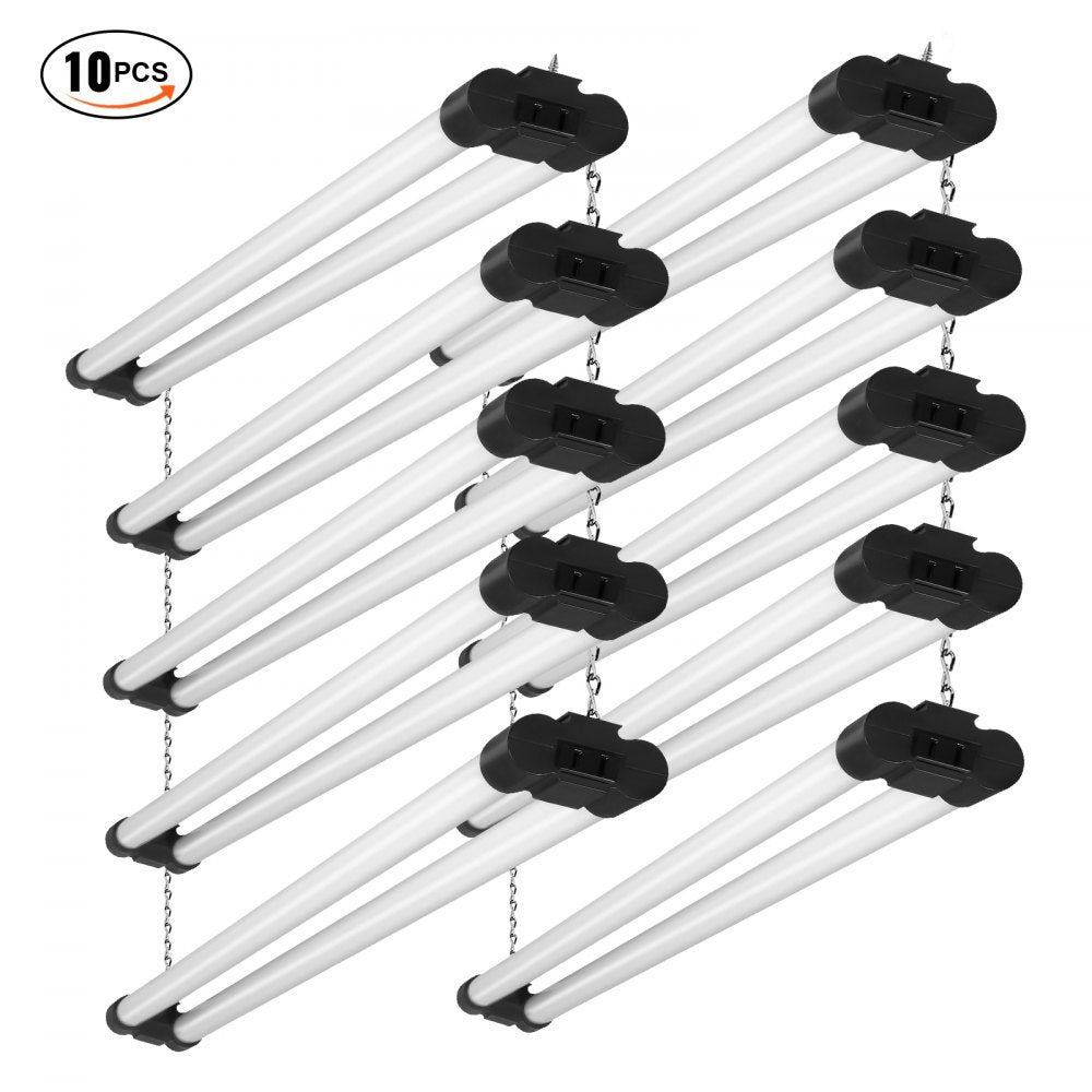 VEVOR 10 Pack LED Shop Light, 4 FT, 40W Linkable Shop Light Fixture, 4500 LM Surface & Hanging Mount Ceiling Lights 59 in Power Cords with ON/OFF Switch, for Garage Warehouse Home Workshop and Office 