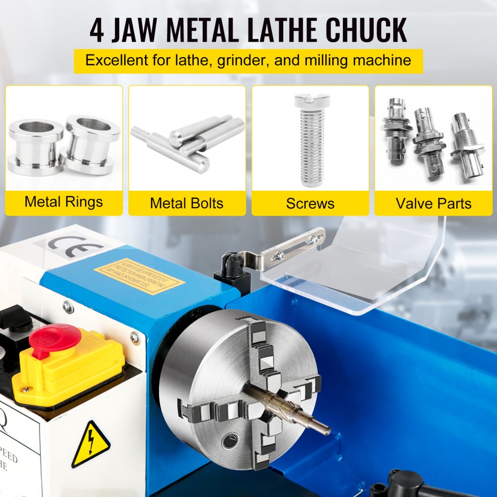 VEVOR K12-160 Lathe Chuck 6.3",Metal Lathe Chuck Self-Centering 4 Jaw,Lathe Chuck with Two Sets of Jaws, for Grinding Machines Milling Machines 