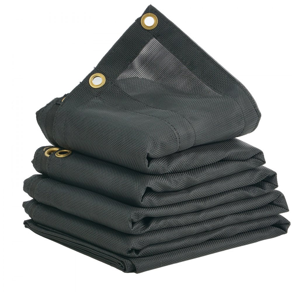 VEVOR Dump Truck Mesh Tarp, 7.5x18 ft, PVC Coated Black Heavy Duty Cover with 5.5" 18oz Double Pocket, Brass Grommets, Reinforced Double Needle Stitch Webbing Fits Manual or Electric Dump Truck System 