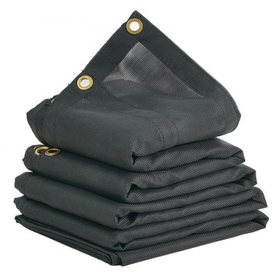 VEVOR Dump Truck Mesh Tarp, 7.5x18 ft, PVC Coated Black Heavy Duty Cover with 5.5" 18oz Double Pocket, Brass Grommets, Reinforced Double Needle Stitch Webbing Fits Manual or Electric Dump Truck System 