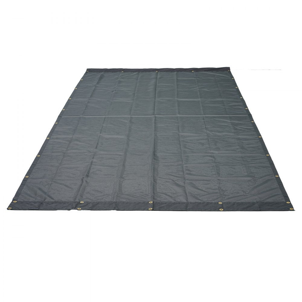 VEVOR Dump Truck Mesh Tarp, 7.5x18 ft, PVC Coated Black Heavy Duty Cover with 5.5" 18oz Double Pocket, Brass Grommets, Reinforced Double Needle Stitch Webbing Fits Manual or Electric Dump Truck System 